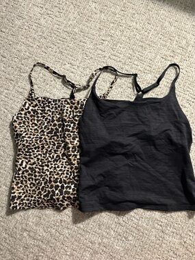 Outdoor Voices Bundle- Black & Leopard Print Techsweat Move Free Tank